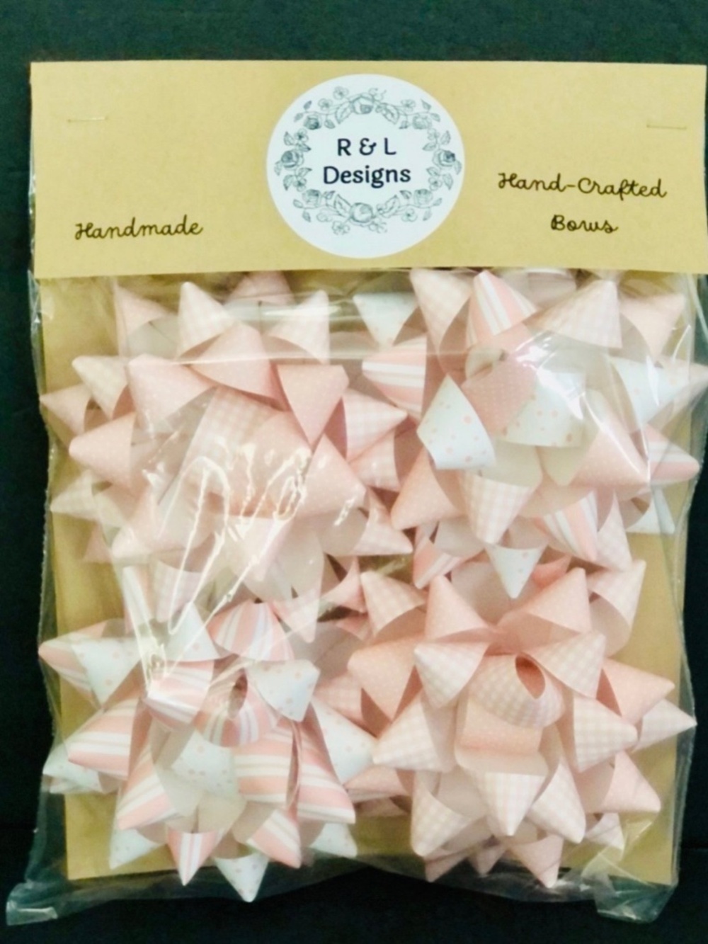 NEW Hand-Crafted Paper Gift Bows Pink Assortment 4 Pack